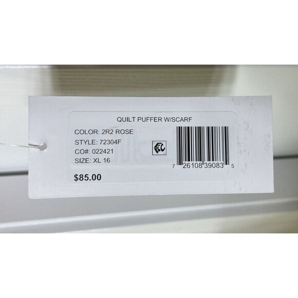 R 1881 by S. Rothschild Girls Quilt Puffer Jacket with Scarf Rose Pink 10/12 NWT - Picture 6 of 10